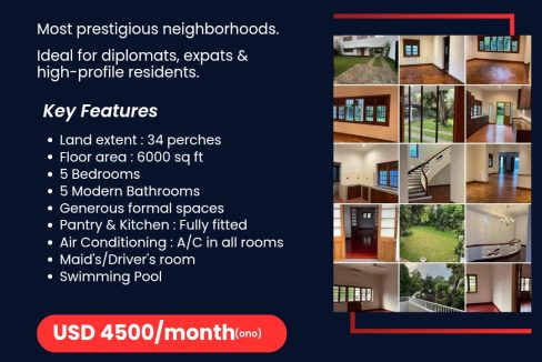 Colonial Residence for lease in Colombo 7